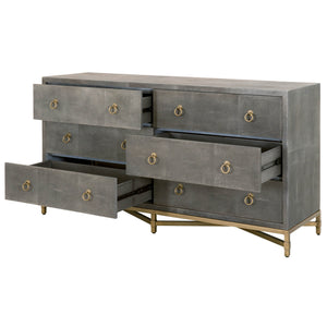 Essentials for Living Traditions Strand Shagreen 6-Drawer Double Dresser 6122.GRY-SHG/GLD