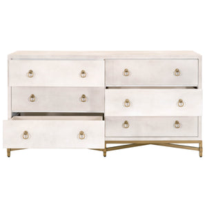 Essentials for Living Traditions Strand Shagreen 6-Drawer Double Dresser 6122.WHT-SHG/GLD