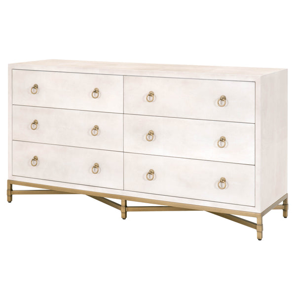 Essentials for Living Traditions Strand Shagreen 6-Drawer Double Dresser 6122.WHT-SHG/GLD