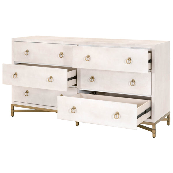 Essentials for Living Traditions Strand Shagreen 6-Drawer Double Dresser 6122.WHT-SHG/GLD