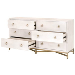 Essentials for Living Traditions Strand Shagreen 6-Drawer Double Dresser 6122.WHT-SHG/GLD