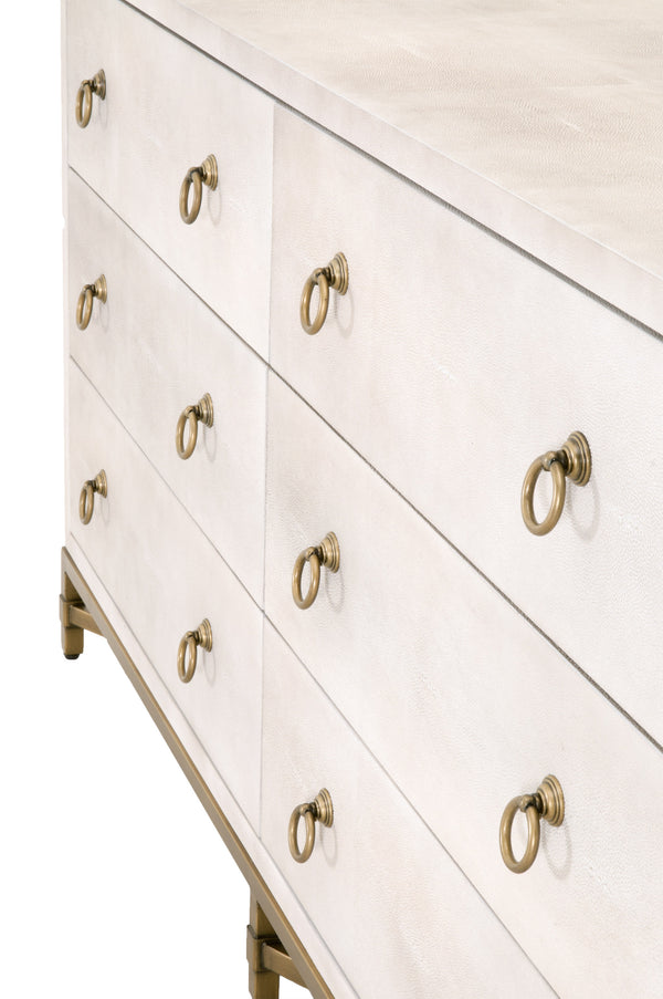 Essentials for Living Traditions Strand Shagreen 6-Drawer Double Dresser 6122.WHT-SHG/GLD