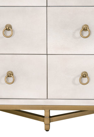 Essentials for Living Traditions Strand Shagreen 6-Drawer Double Dresser 6122.WHT-SHG/GLD