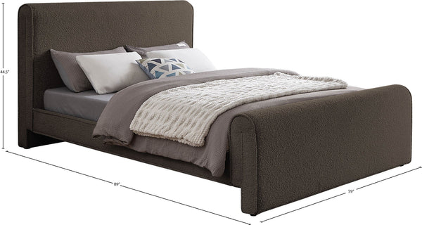 Stylus Boucle Fabric / Engineered Wood / Foam Contemporary Brown Boucle Fabric Full Bed (3 Boxes) - 59" W x 89" D x 44.5" H