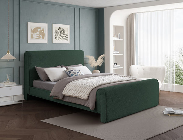 Stylus Boucle Fabric / Engineered Wood / Foam Contemporary Green Boucle Fabric Full Bed (3 Boxes) - 59" W x 89" D x 44.5" H