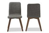 Baxton Studio Sugar Mid-century Retro Modern Scandinavian Style Dark Grey Fabric Upholstered Walnut Wood Finishing Dining Chair (Set of 2)