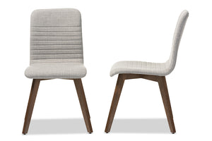Baxton Studio Sugar Mid-century Retro Modern Scandinavian Style Light Grey Fabric Upholstered Walnut Wood Finishing Dining Chair (Set of 2)