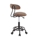 Swift Industrial Task Chair in Antique Metal and Brown Fabric by LumiSource