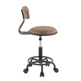 Swift Industrial Task Chair in Antique Metal and Brown Fabric by LumiSource