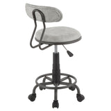 Swift Industrial Task Chair in Grey Metal and Light Grey Faux Leather by LumiSource