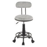 Swift Industrial Task Chair in Grey Metal and Light Grey Faux Leather by LumiSource
