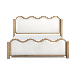 Union Home Swirl Queen Bed Natural Oil Finish FSC Certified Oak Wood & Upholstery