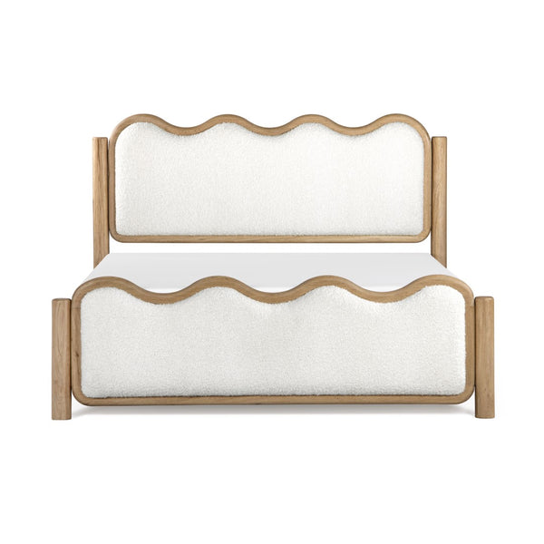 Union Home Swirl Queen Bed Natural Oil Finish FSC Certified Oak Wood & Upholstery