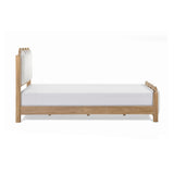Union Home Swirl Queen Bed Natural Oil Finish FSC Certified Oak Wood & Upholstery