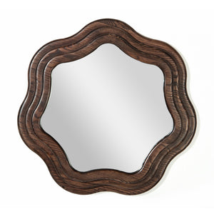 Union Home Swirl Round Mirror Brown Oil Finish Ash Wood