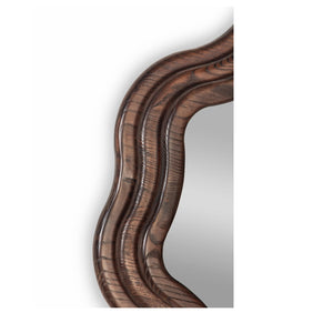 Union Home Swirl Round Mirror Brown Oil Finish Ash Wood