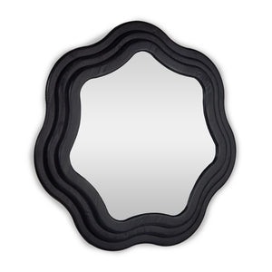 Union Home Swirl Round Mirror Charcoal Oil Finish Ash Wood