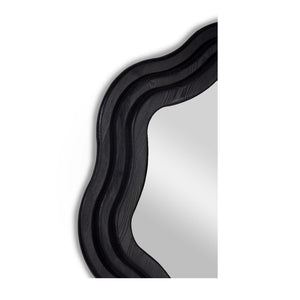 Union Home Swirl Round Mirror Charcoal Oil Finish Ash Wood