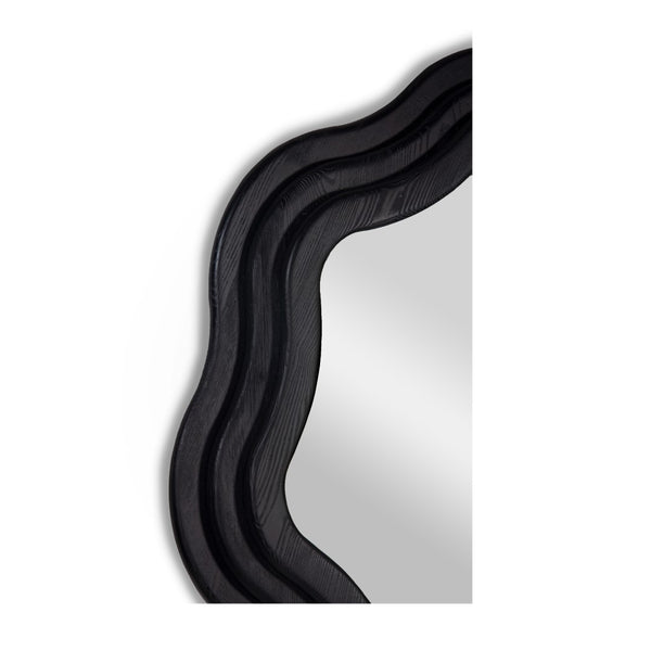 Union Home Swirl Round Mirror Charcoal Oil Finish Ash Wood