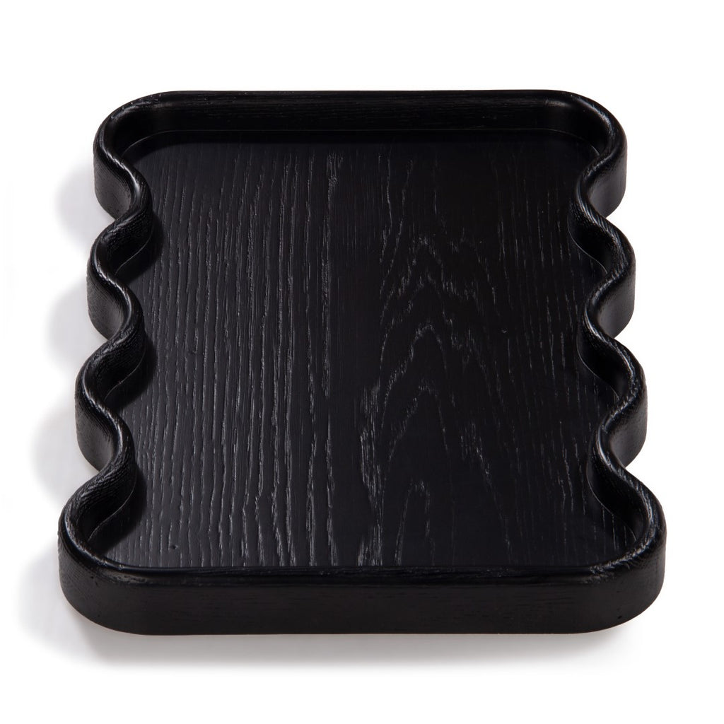 Union Home Swirl Tray - Charcoal Natural Oil Finish FSC Certified Oak Wood