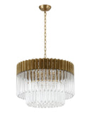 Bethel Brass Chandelier in Stainless Steel & Crystal