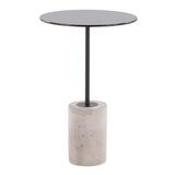 Symbol Contemporary Side Table in Concrete, Black Steel and Black Glass by LumiSource