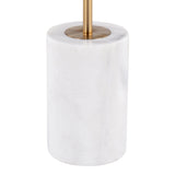 Symbol Contemporary Side Table in White Marble, Gold Metal and Clear Glass by LumiSource