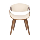 Symphony Mid-Century Modern Dining/accent Chair in Walnut Wood and Cream Faux Leather by LumiSource