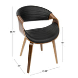 Symphony Mid-Century Modern Dining/Accent Chair in Walnut Wood and Black Faux Leather by LumiSource