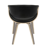Symphony Mid-Century Modern Dining/Accent Chair in Light Grey Wood and Black Faux Leather by LumiSource