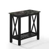 Eden Chairside Table Black with Faux Marble Top