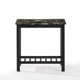 New Classic Furniture Eden Chairside Table Black with Faux Marble Top T07-23-BLKMB