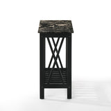 New Classic Furniture Eden Chairside Table Black with Faux Marble Top T07-23-BLKMB