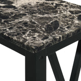 New Classic Furniture Eden Chairside Table Black with Faux Marble Top T07-23-BLKMB