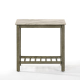 New Classic Furniture Eden Chairside Table Gray with Faux Marble Top T07-23-GRYMB