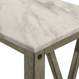 New Classic Furniture Eden Chairside Table Gray with Faux Marble Top T07-23-GRYMB