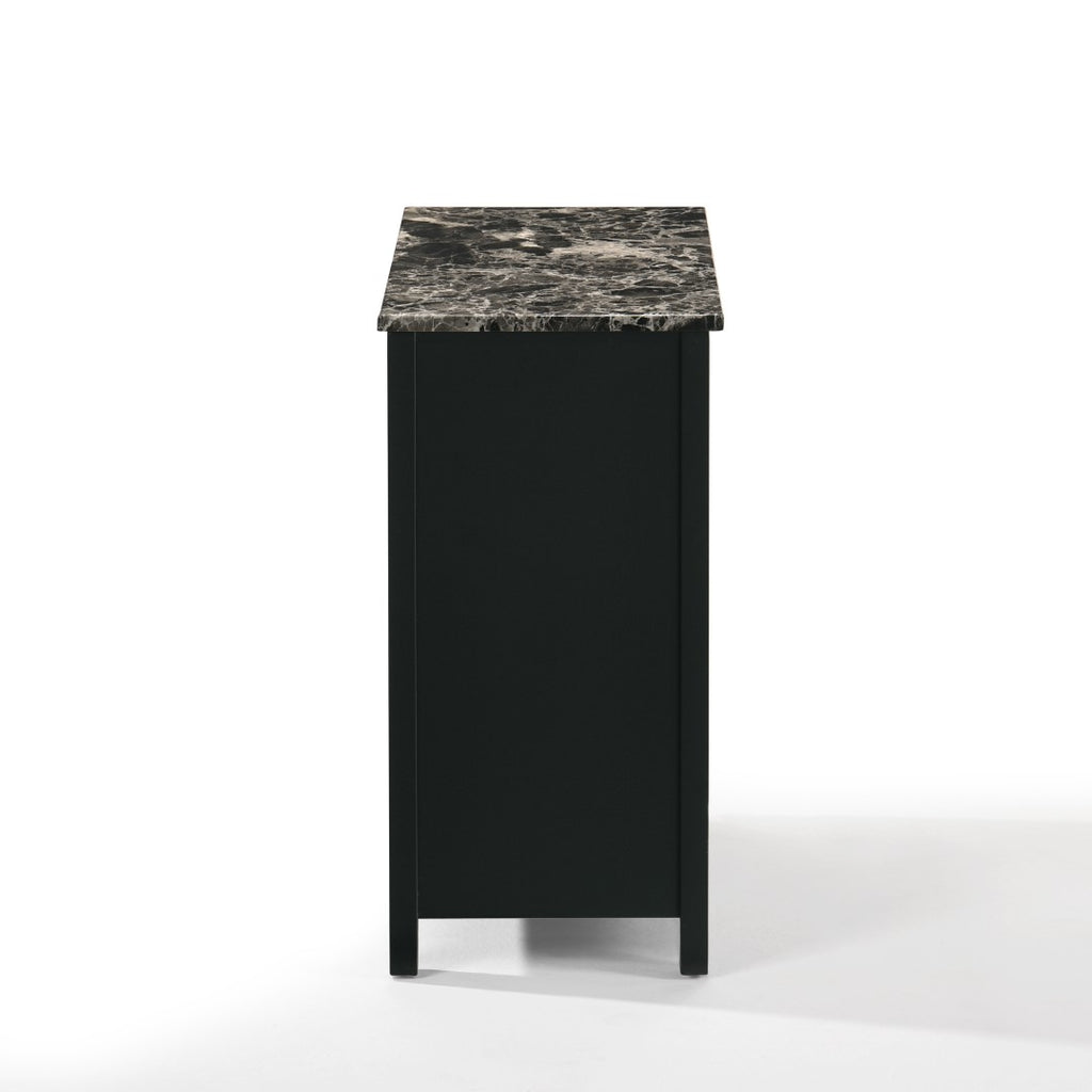 New Classic Furniture Samson End Table with Drwr Black with Faux Marble Top T082-23-BLKMB