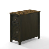 New Classic Furniture Samson End Table with Drwr Espresso with Faux Marble Top T082-23-ESPMB