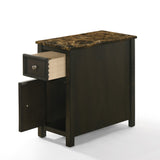 New Classic Furniture Samson End Table with Drwr Espresso with Faux Marble Top T082-23-ESPMB