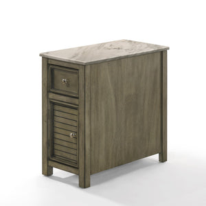 New Classic Furniture Samson End Table with Drwr Gray with Faux Marble Top T082-23-GRYMB