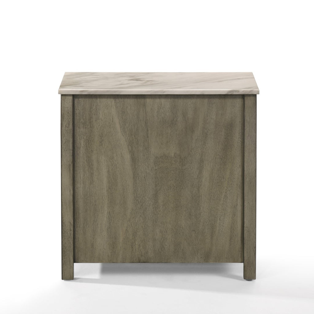 New Classic Furniture Samson End Table with Drwr Gray with Faux Marble Top T082-23-GRYMB