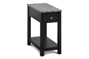 New Classic Furniture Noah End Table With Drawer Black with Faux Marble Top T13-23-BLKMB