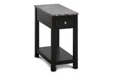 Noah End Table With Drawer Black with Faux Marble Top