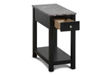 New Classic Furniture Noah End Table With Drawer Black with Faux Marble Top T13-23-BLKMB