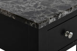 New Classic Furniture Noah End Table With Drawer Black with Faux Marble Top T13-23-BLKMB