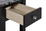 New Classic Furniture Noah End Table With Drawer Black with Faux Marble Top T13-23-BLKMB