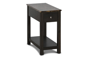 New Classic Furniture Noah End Table With Drawer Espresso with Faux Marble Top T13-23-ESPMB