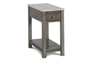 New Classic Furniture Noah End Table With Drawer Gray with Faux Marble Top T13-23-GRYMB