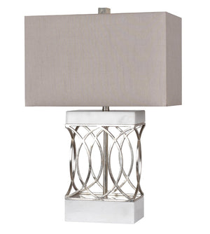 Bethel White Table Lamp in Metal & Marble