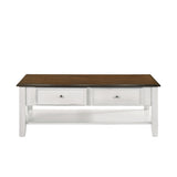 New Classic Furniture Evander Coffee Table With Drawer Two Tone Creme/Brown T381F-10